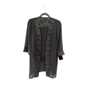 Le Bos Twin Set Cami With Sheer Jacket Dark Gray And Glitter Size 8 NWT